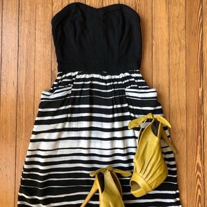 Black and white strapless sundress